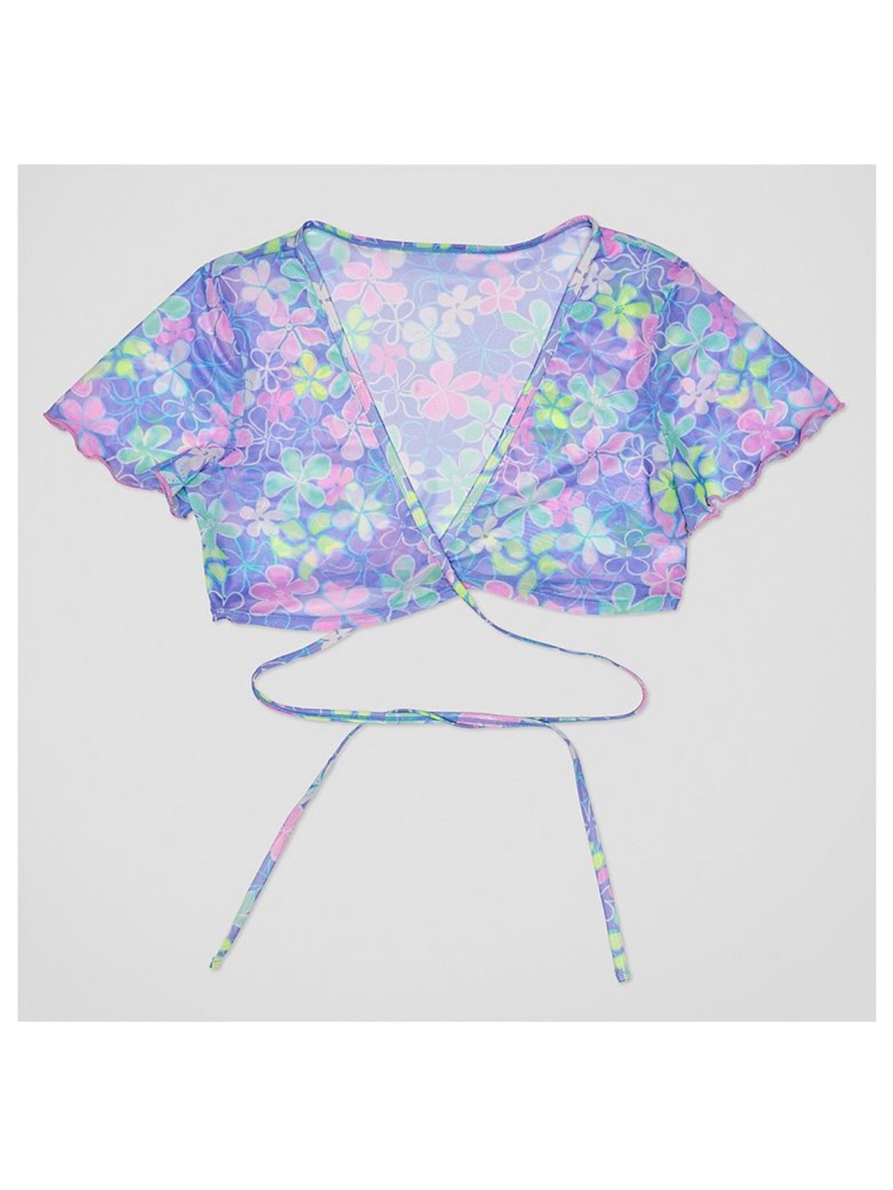 NWT Ninety-Nine Floral Cropped Wrap Swim Cover Up